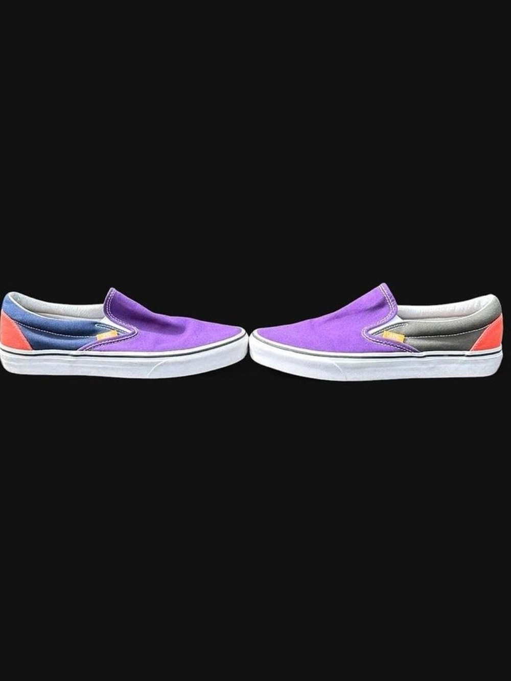 Vans Classic Slip Ons Multi Color/Color-block (purple,navy,orange/red,and olive